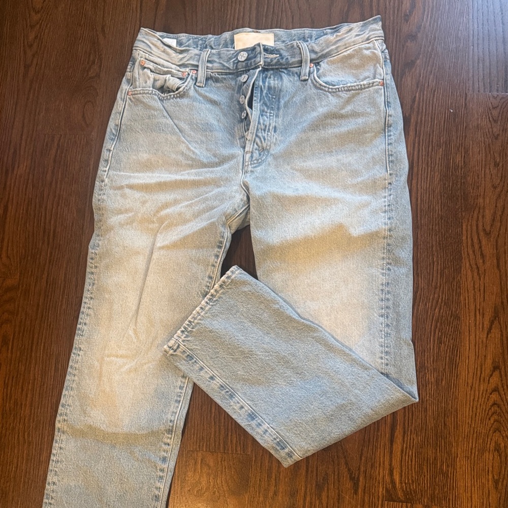 MOTHER Faded Blue Straight Leg Jeans